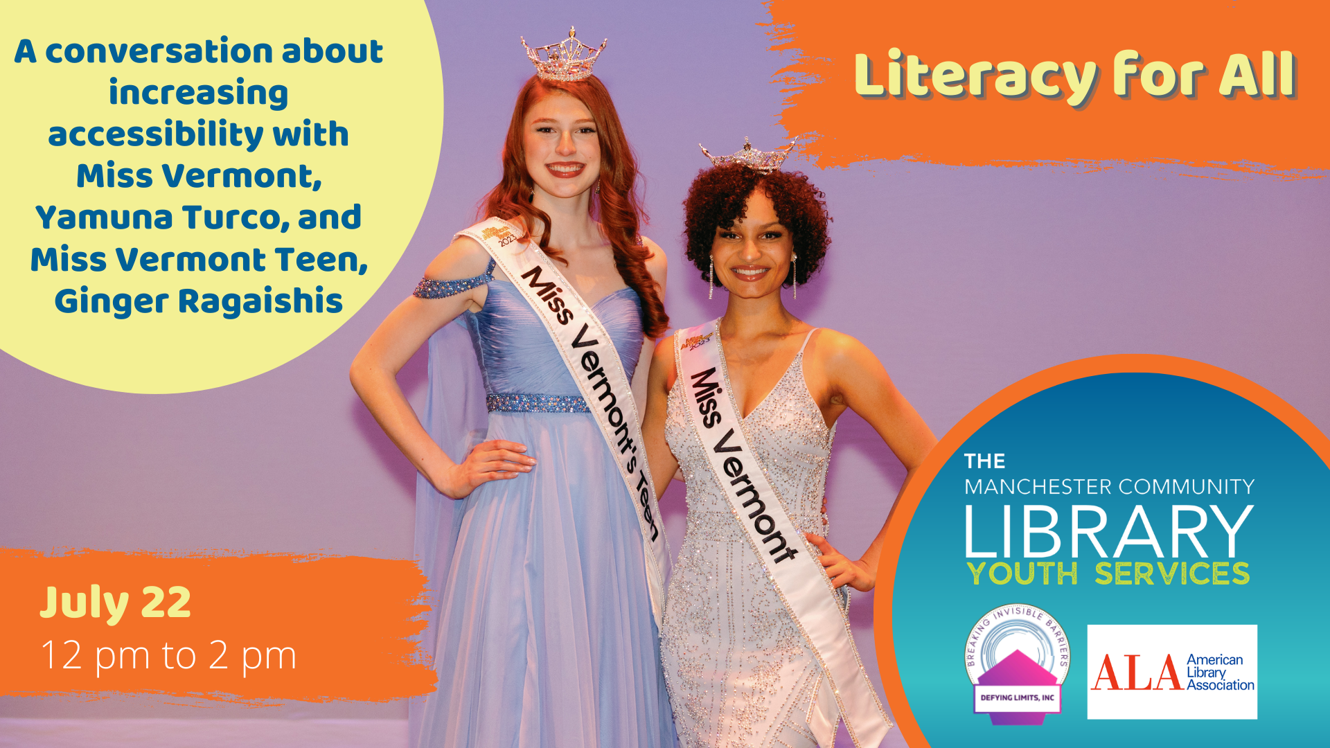 A conversation about increasing accessibility with Miss Vermont, Yamuna Turco, and Miss Vermont Teen, Ginger Ragaishis