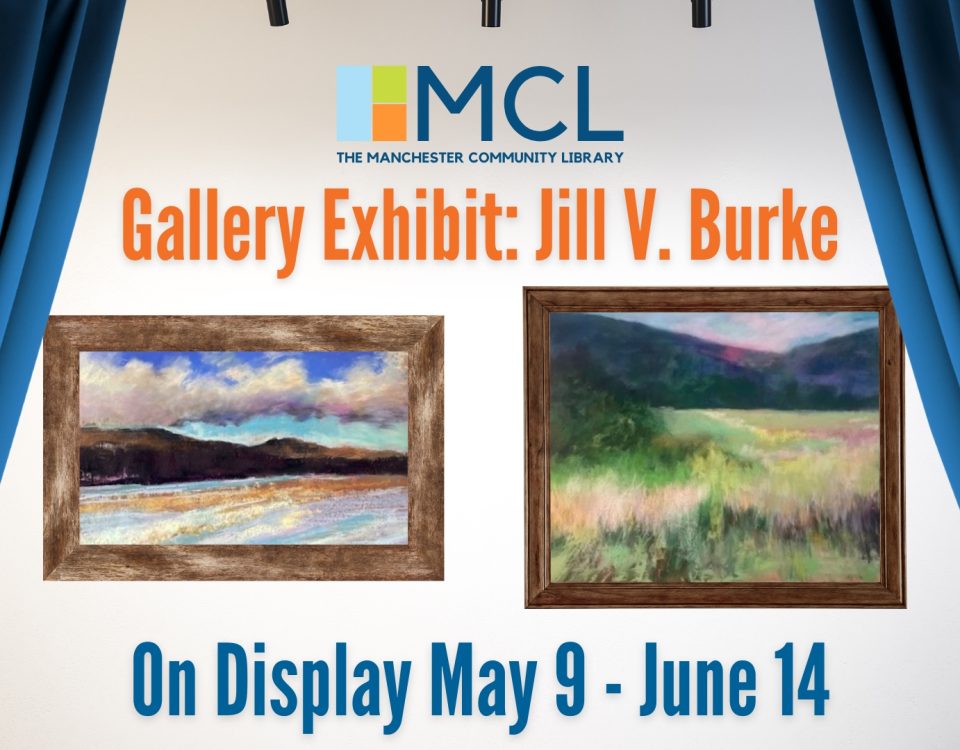 Promotional Image for the display dates for artist Jill V. Burke's gallery show.