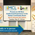 Promotional image for the Hunter Community Room audiovisual upgrade showcase in May 2025