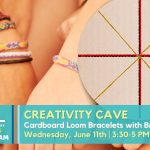 Promotional image for the creativity cave Cardboard Loom bracelets with Brantley