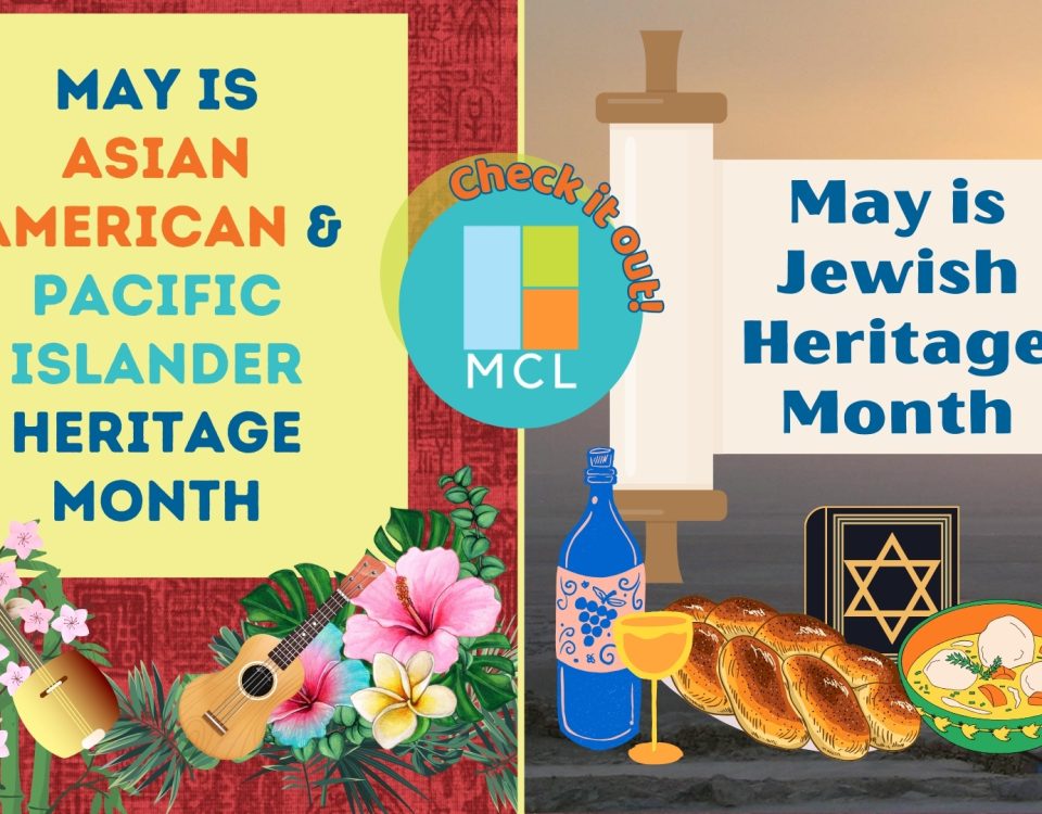 Graphic stating that May is Asian American & Pacific Islander Heritage Month and Jewish Heritage Month