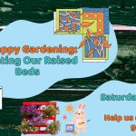 Promotional image for the scrappy gardening program painting the library's raised beds.